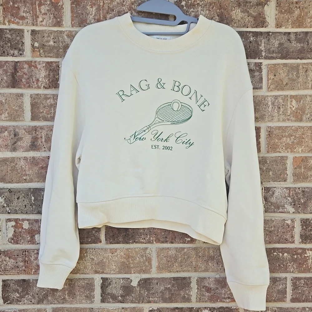 Rag & Bone Rb Raquet Sweatshirt in Ivory Size XS Nwt - Picture 3 of 5